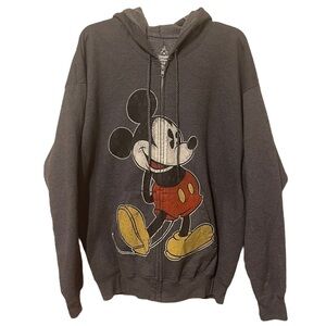 Disney Land Micky‎ Mouse Gray Full Zip Hoodie Jacket XL